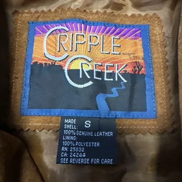 Cripple Creek Golden Tan Suede Leather Fringe Jacket Size Small Western - Picture 3 of 10